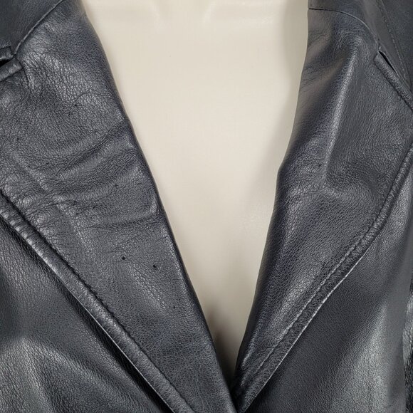 Preston & York Black Genuine Leather Buttoned Pockets Jacket Size Medium M - Picture 4 of 16
